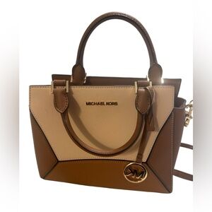 Michael Kors Two-Tone Tan and Cream Leather Satchel